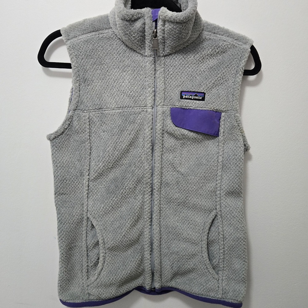 Patagonia Los Gatos Fleece Vest Grey Purple Full Zip Womens XS 25216